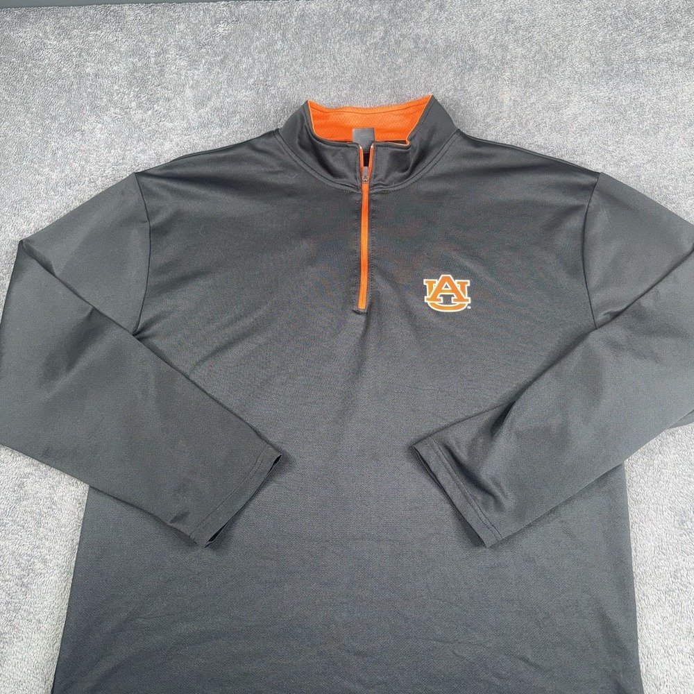 Auburn Tigers War Eagle 1/4 Zip Pullover Men Sz XL Black Orange